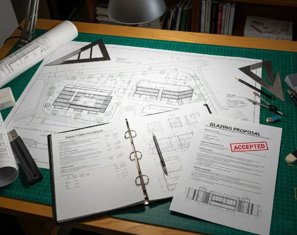 Drafting Desk with Drawings